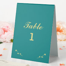 Teal and Gold Table Number