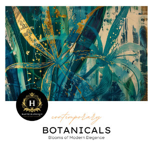 Teal and Gold Tropical Botanical Decoupage Tissue Paper