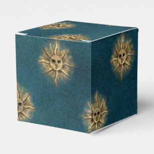 Teal and Gold Vintage Sun Favor Box