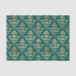 Teal and Gold Vintage Tissue Paper