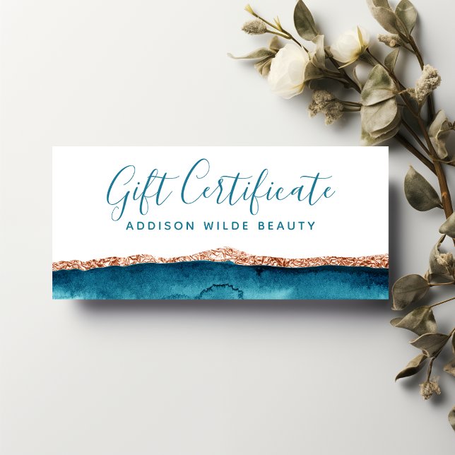 Teal And Gold Watercolor Gift Certificate (Creator Uploaded)