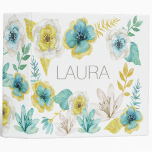 Teal and Gold Watercolor Wedding Planner Binder