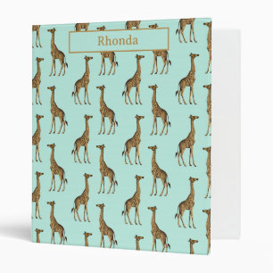 Teal and Golden Giraffe Binder
