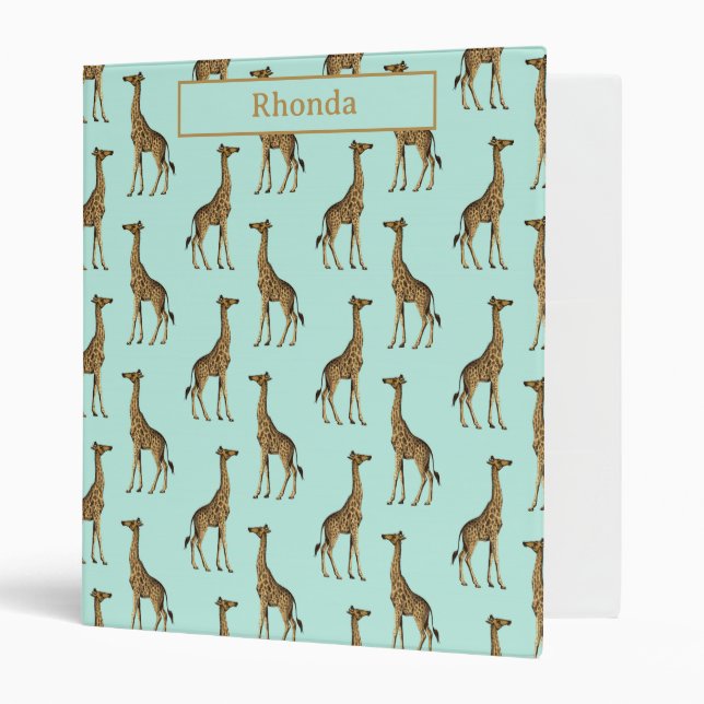 Teal and Golden Giraffe  Binder (Front/Inside)