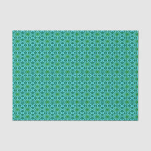 Teal And Green Abstract Floral Pattern Tissue Paper