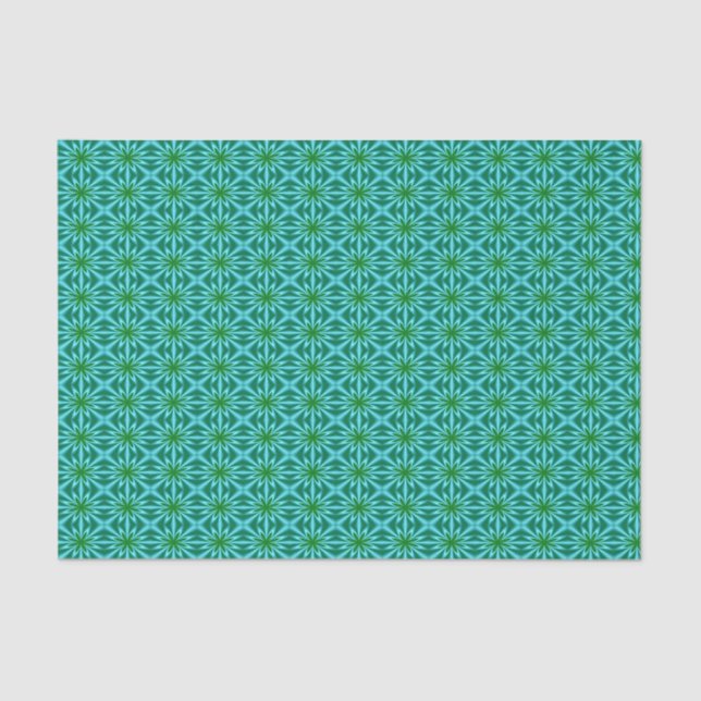 Teal And Green Abstract Floral Pattern Tissue Paper (Front)