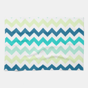 Teal and Green Chevron Kitchen Towel