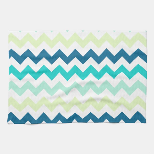 Teal and Green Chevron Kitchen Towel (Horizontal)