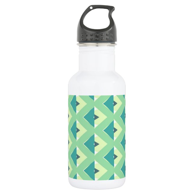 Teal and Green Diamond Geometric Pattern 532 Ml Water Bottle (Front)
