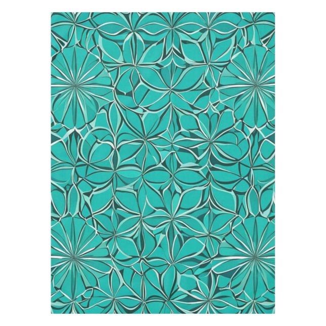 Teal and Green Leaves Tablecloth (Front)