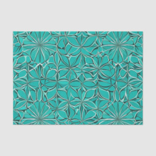 Teal and Green Leaves Tissue Paper