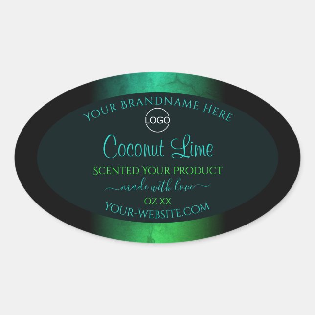 Teal and Green Marble Elegant Product Labels Logo (Front)