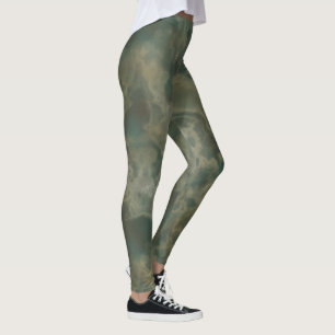 Teal and Green Marble Leggings