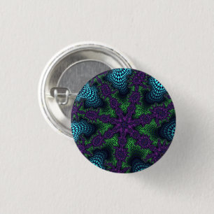 Teal and Green Starburst 1 Inch Round Button