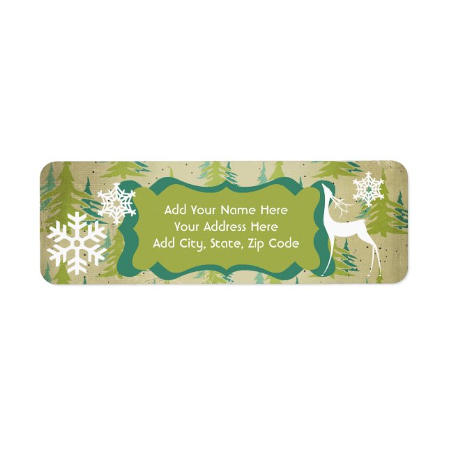 Teal and Green Trees Holiday Address Labels (Front)