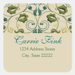 Teal and Green Vine Return Address Envelope Seal