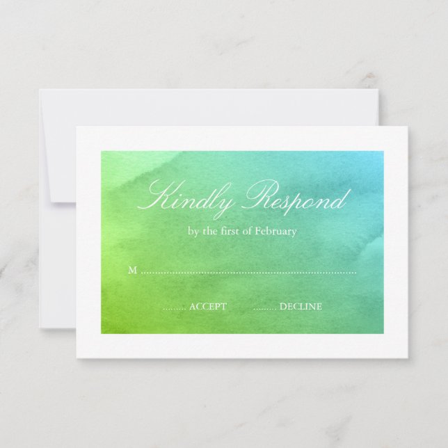Teal and Green Watercolor RSVP Card (Front)