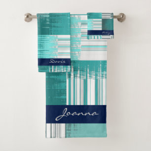 Teal And Grey Bath Towel Set