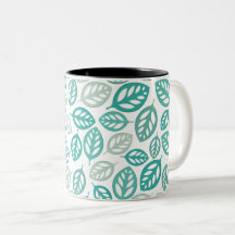 Teal and Grey Botanical Leaf Pattern