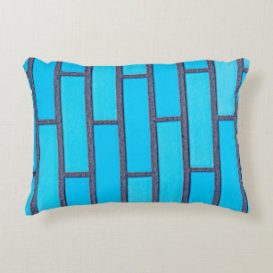 Teal and grey brick vector accent pillow