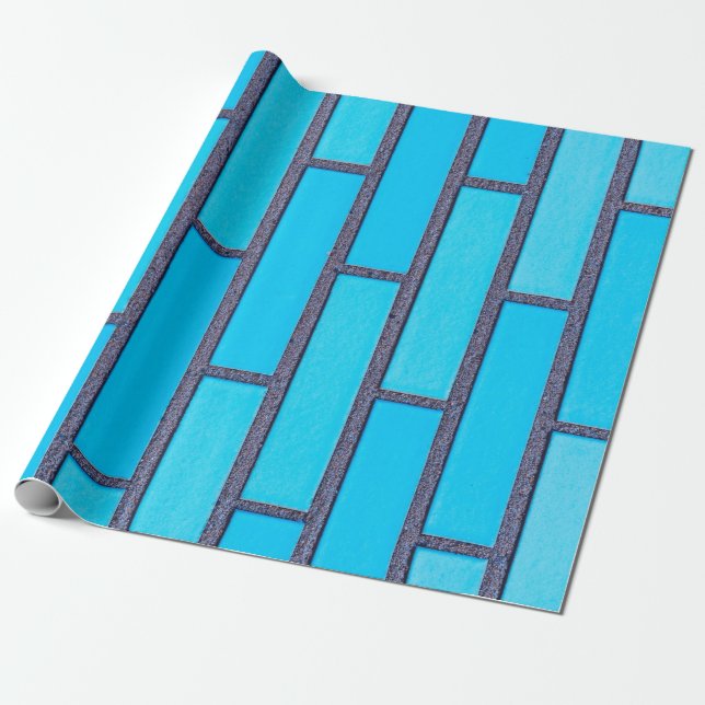Teal and grey brick vector wrapping paper (Unrolled)