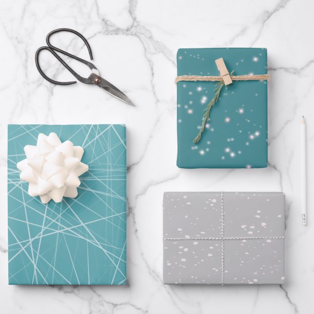 Teal and Grey classic modern Wrapping Paper Sheet (Front)