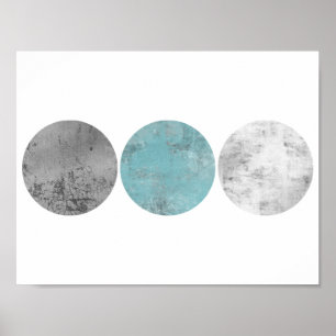 Teal and grey geometric circles poster