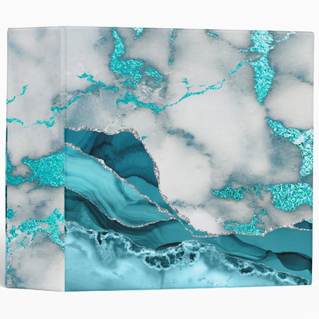teal and grey marble design binder (Front/Spine)