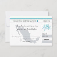 Teal and Grey RSVP Boarding Pass TO MEXICO