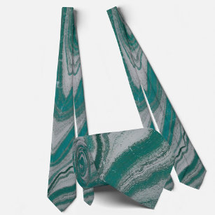 Teal and Grey Stone Natural Abstract Neck Tie