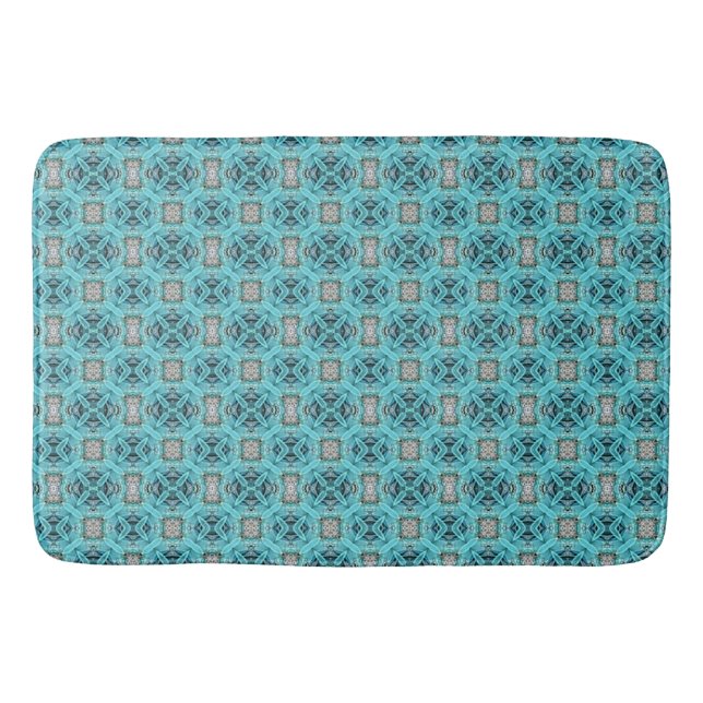 Teal and Grey Throw Pillow Bath Mat (Front)