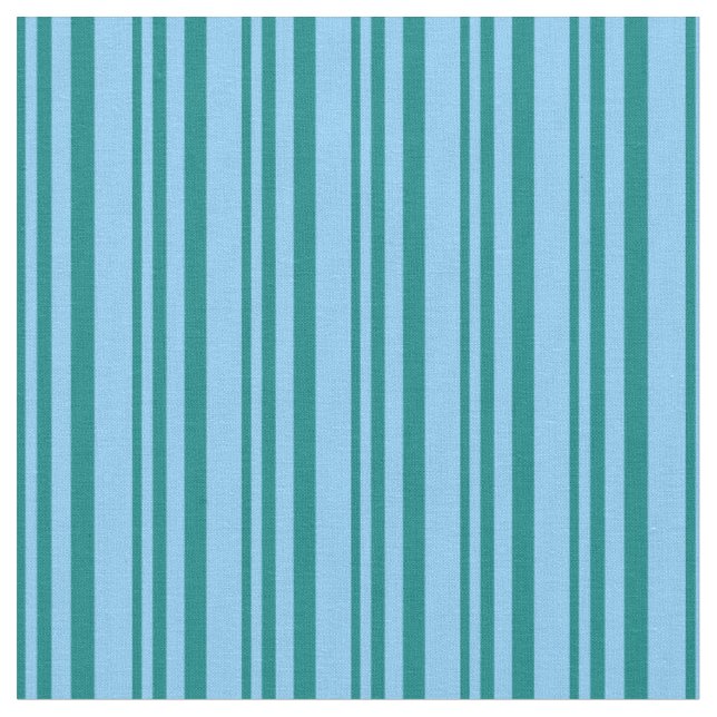 Teal and Light Sky Blue Coloured Stripes Fabric (Close Up)