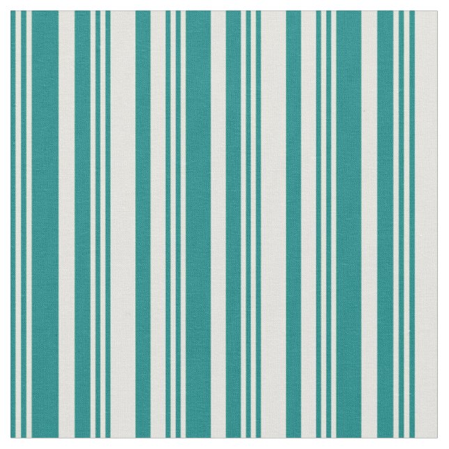Teal and Light Yellow Coloured Stripes Pattern Fabric (Close Up)