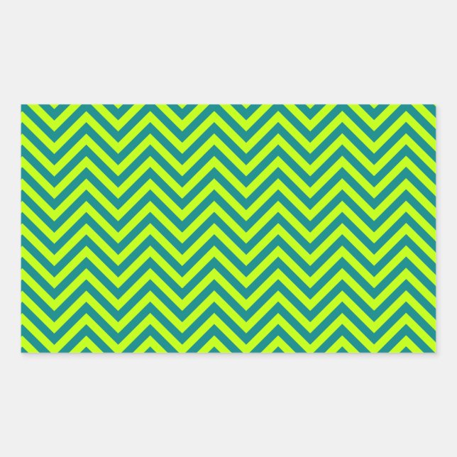 Teal And Lime Green Chevron Pattern Sticker (Front)