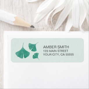 Teal and Mint Green Watercolor Ginkgo Leaf Trio