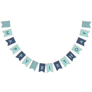Teal and Navy Dots Bunting Flags