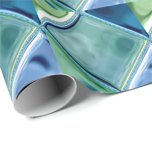 Teal and Navy Glass Mosaic Tile Art Wrapping Paper (Roll Corner)