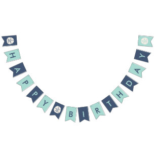 Teal and Navy Sandollar Birthday Banner