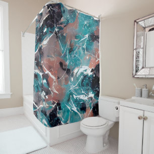 Teal and orange abstract marble