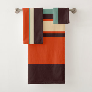 Teal and Orange Bath Towel Set