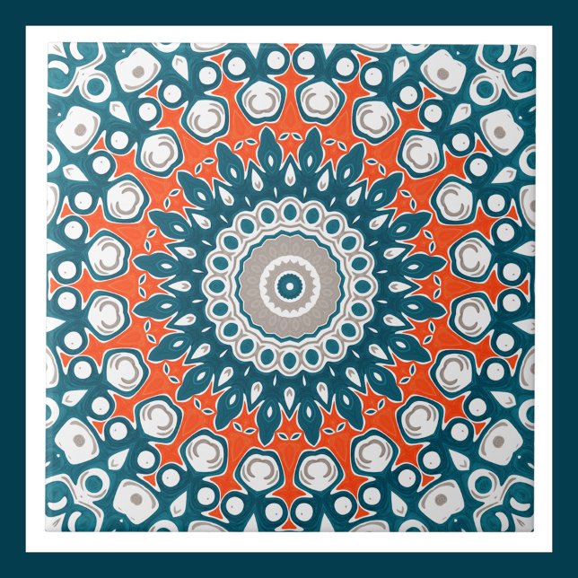 Teal and Orange Decorative Mandala Tile (Creator Uploaded)