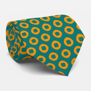 Teal and Orange Dot Circle Pattern Tie