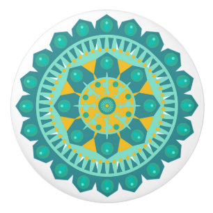 Teal and Orange Mandala Knob
