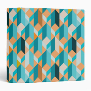Teal And Orange Shapes Pattern Binder