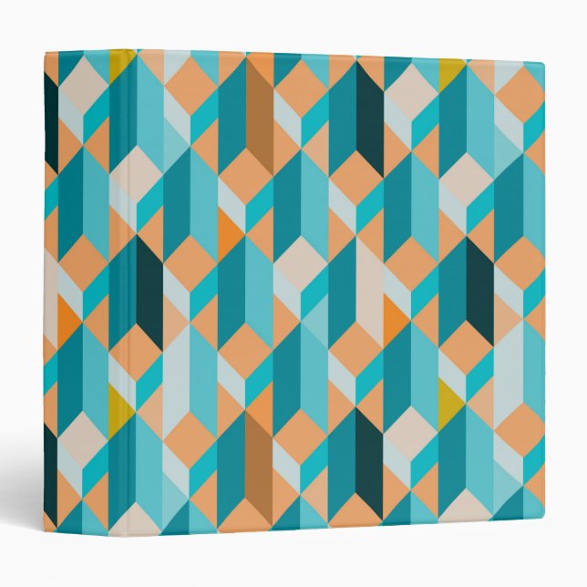 Teal And Orange Shapes Pattern Binder (Front/Spine)