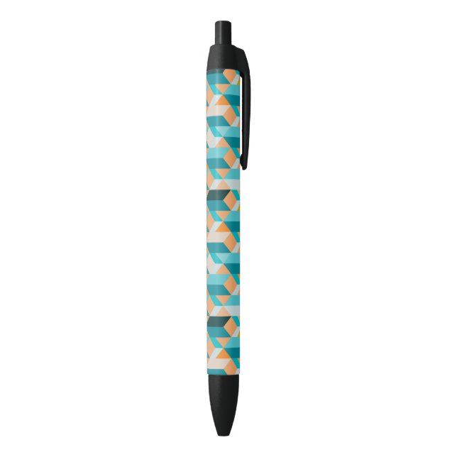 Teal And Orange Shapes Pattern Black Ink Pen (Bottom (Vertical))