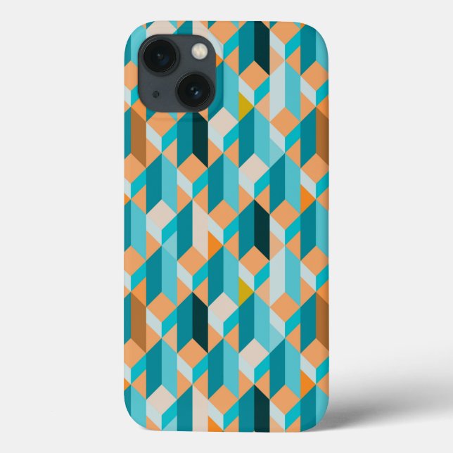 Teal And Orange Shapes Pattern Case-Mate iPhone Case (Back)