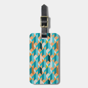 Teal And Orange Shapes Pattern Luggage Tag