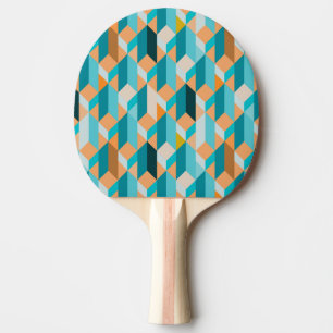 Teal And Orange Shapes Pattern Ping Pong Paddle