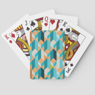 Teal And Orange Shapes Pattern Playing Cards